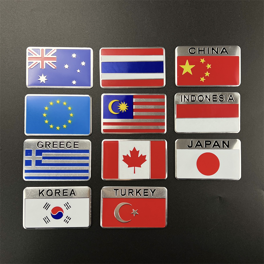 Car Accessories Australia - Aluminum Sticker National Flag USA Russia