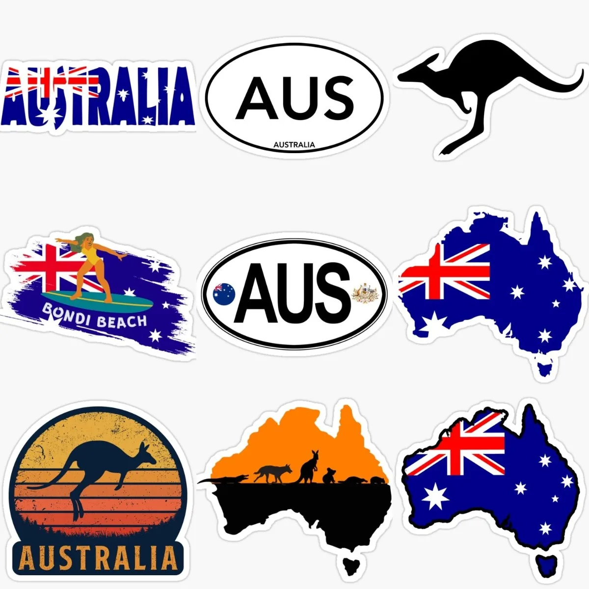 Car Accessories Australia - Creative AUS Australia Flag Map Emblem