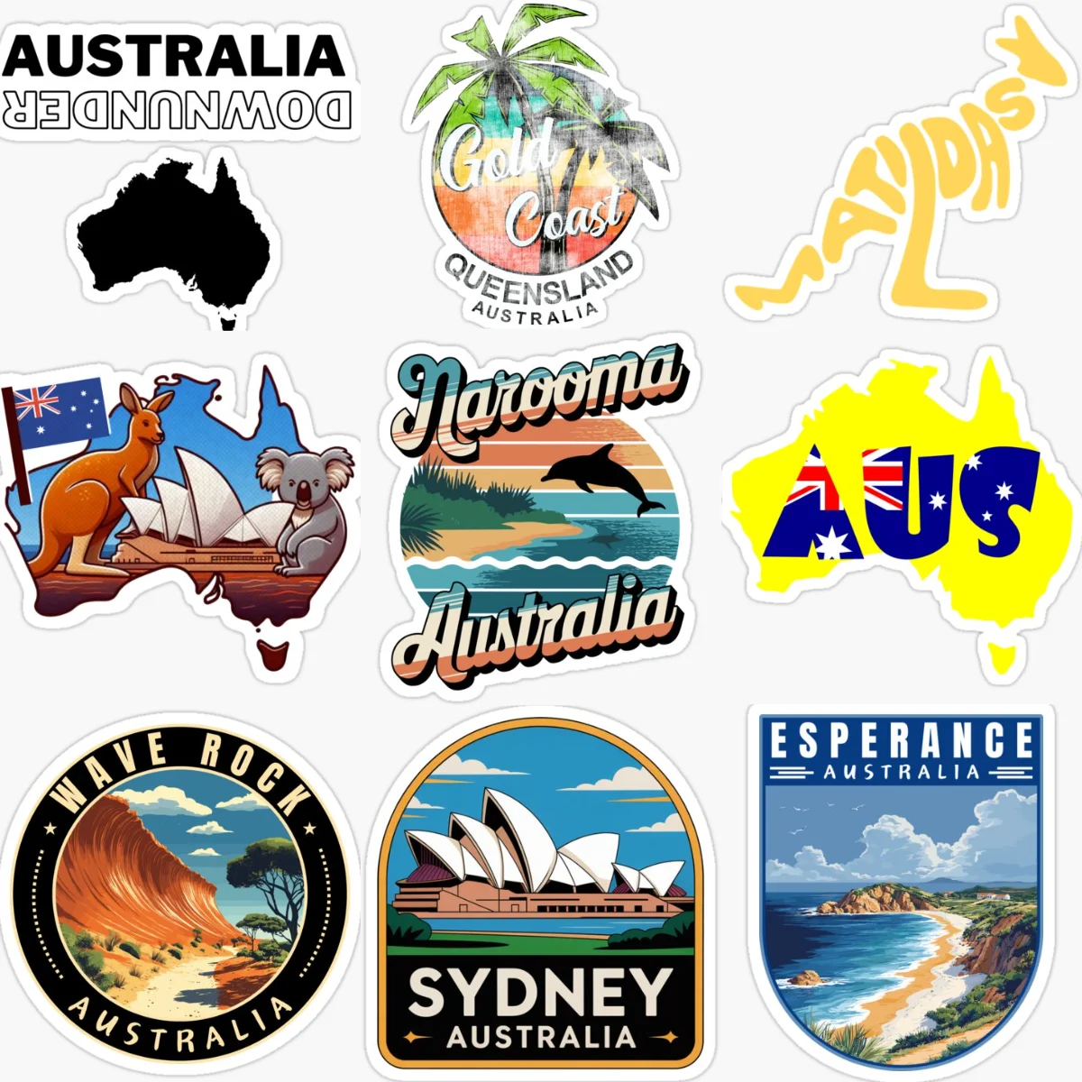 Car Accessories Australia - AUS Australia Flag Map Scenery Emblem