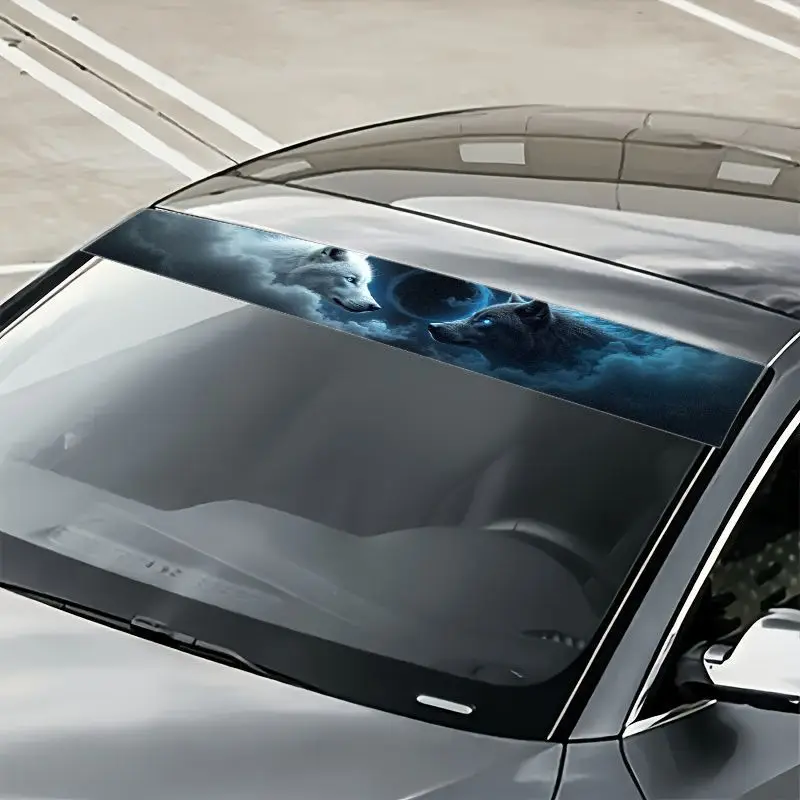 1PC Dual Wolf-themed Car Front - Car Accessories Banner review and price