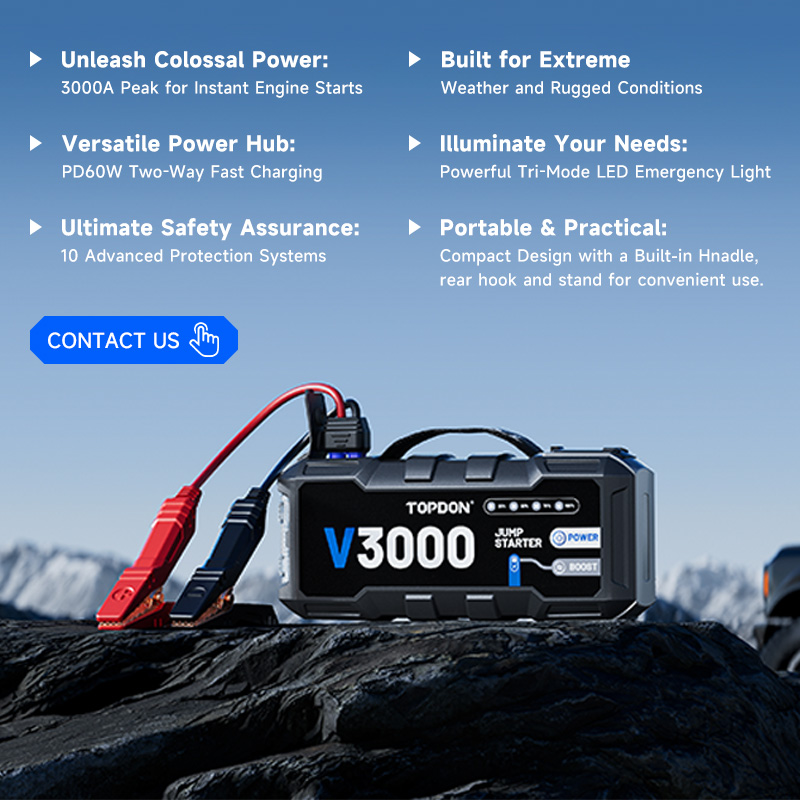 TOPDON V3000 3000A PD60W Bi-Di - Portable Jump Starter review and price