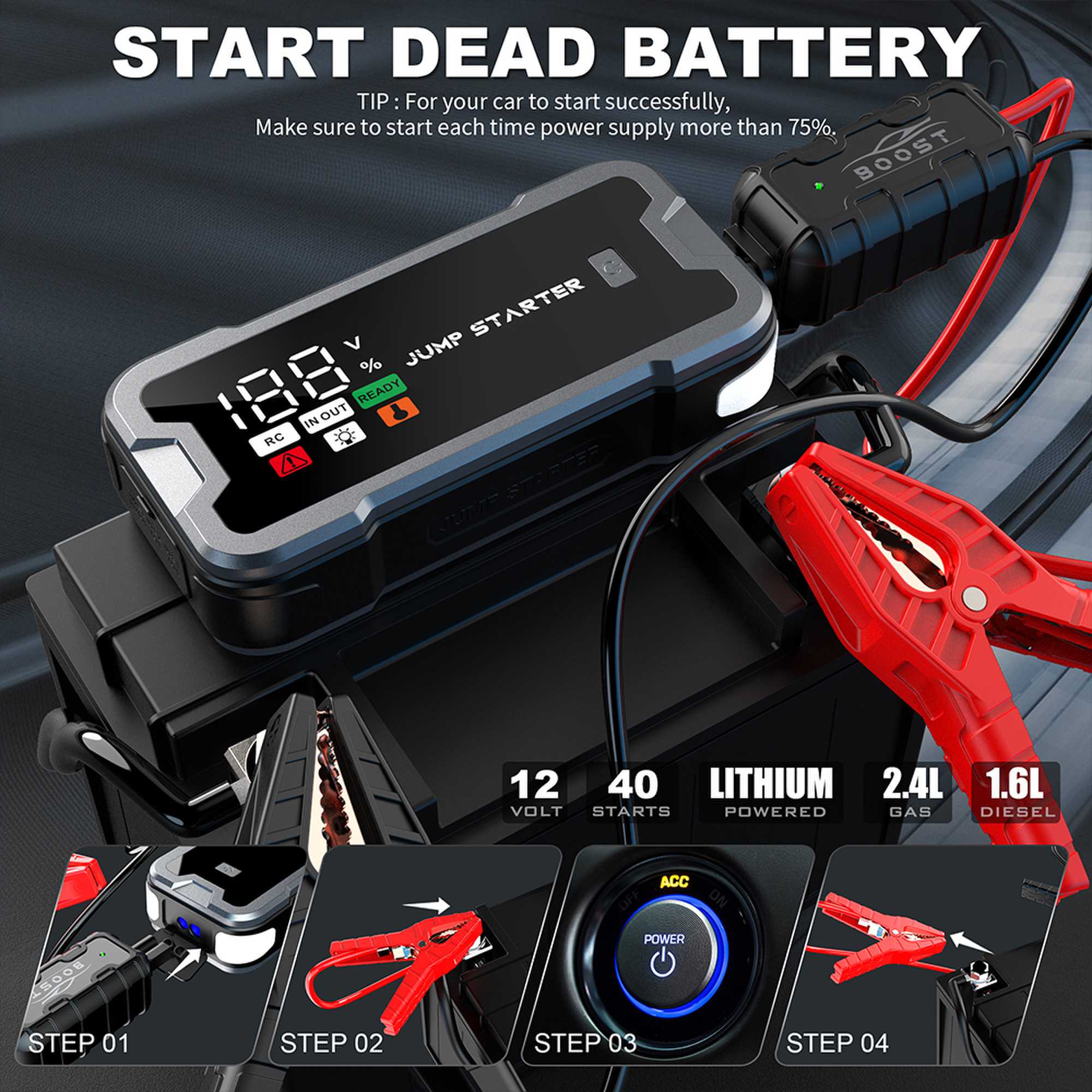 4000A Car Jump Starter ,Portab - Portable Jump Starter review and price