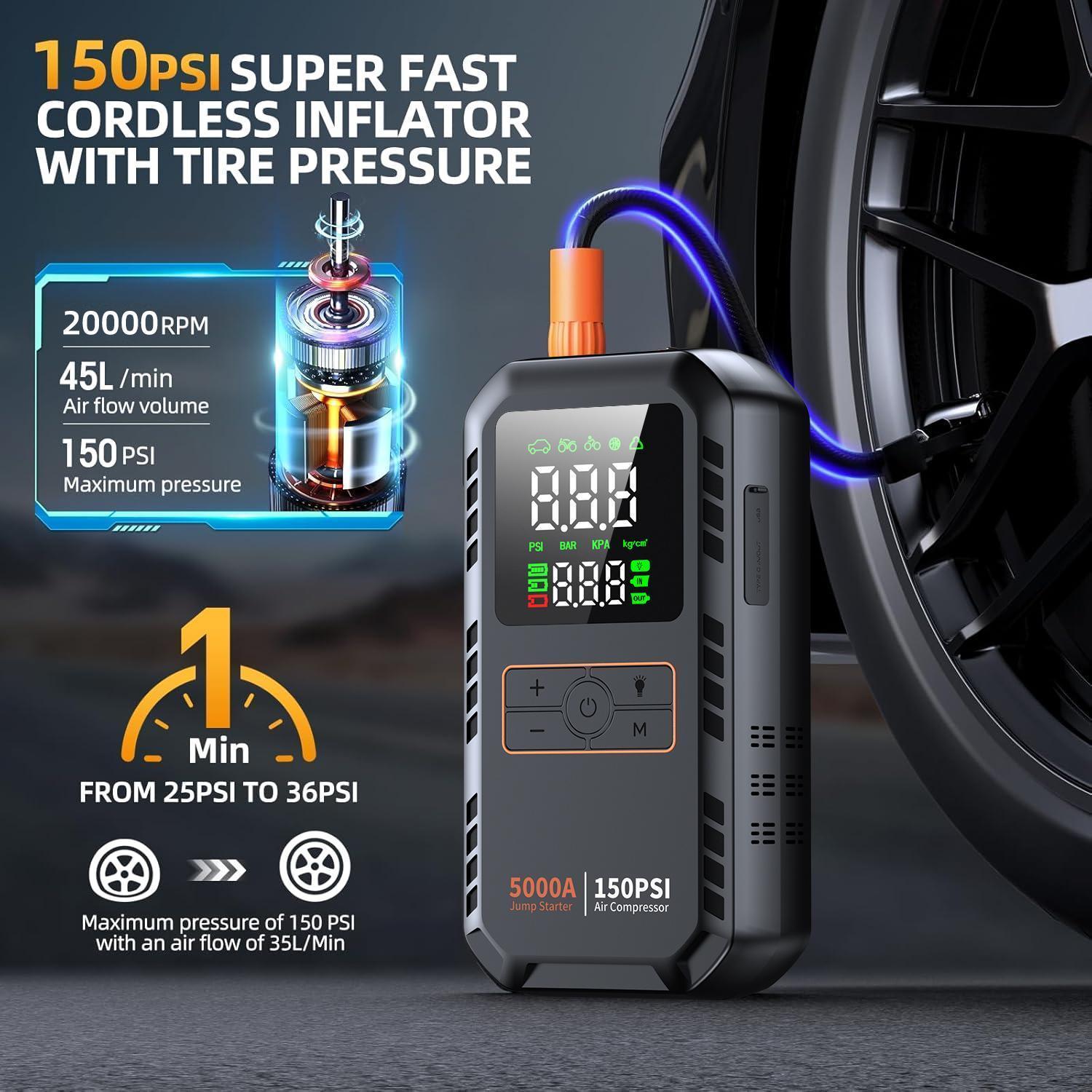 5000A Car Battery Jump Starter - Portable Jump Starter review and price